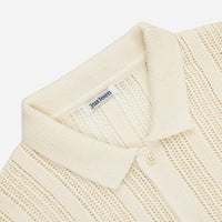 3sixteen - Short Sleeve Knit Shirt Ecru Mesh Stripe