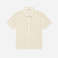 3sixteen - Short Sleeve Knit Shirt Ecru Mesh Stripe