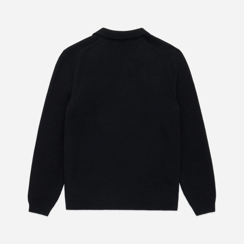 3sixteen - Long Sleeve Knit Polo - Black Alpaca – Fountainhead NY