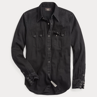 Double RL - Long-sleeve Denim Sawtooth Western Workshirt - Black