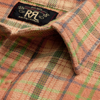 Double RL - Long-sleeve Cotton Plaid Twill Matlock Workshirt - Orange Multi