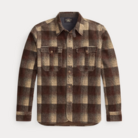 Double RL - Plaid-Print Corduroy Workshirt - Brown/Grey