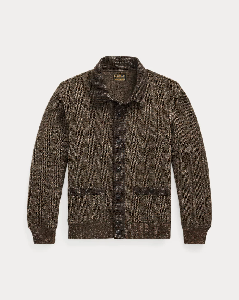 DOUBLE RL × Harris Tweed ミニチュアサンプル Double RL - Double-Knit Tweed Cardigan - Brown/multi – Fountainhead NY