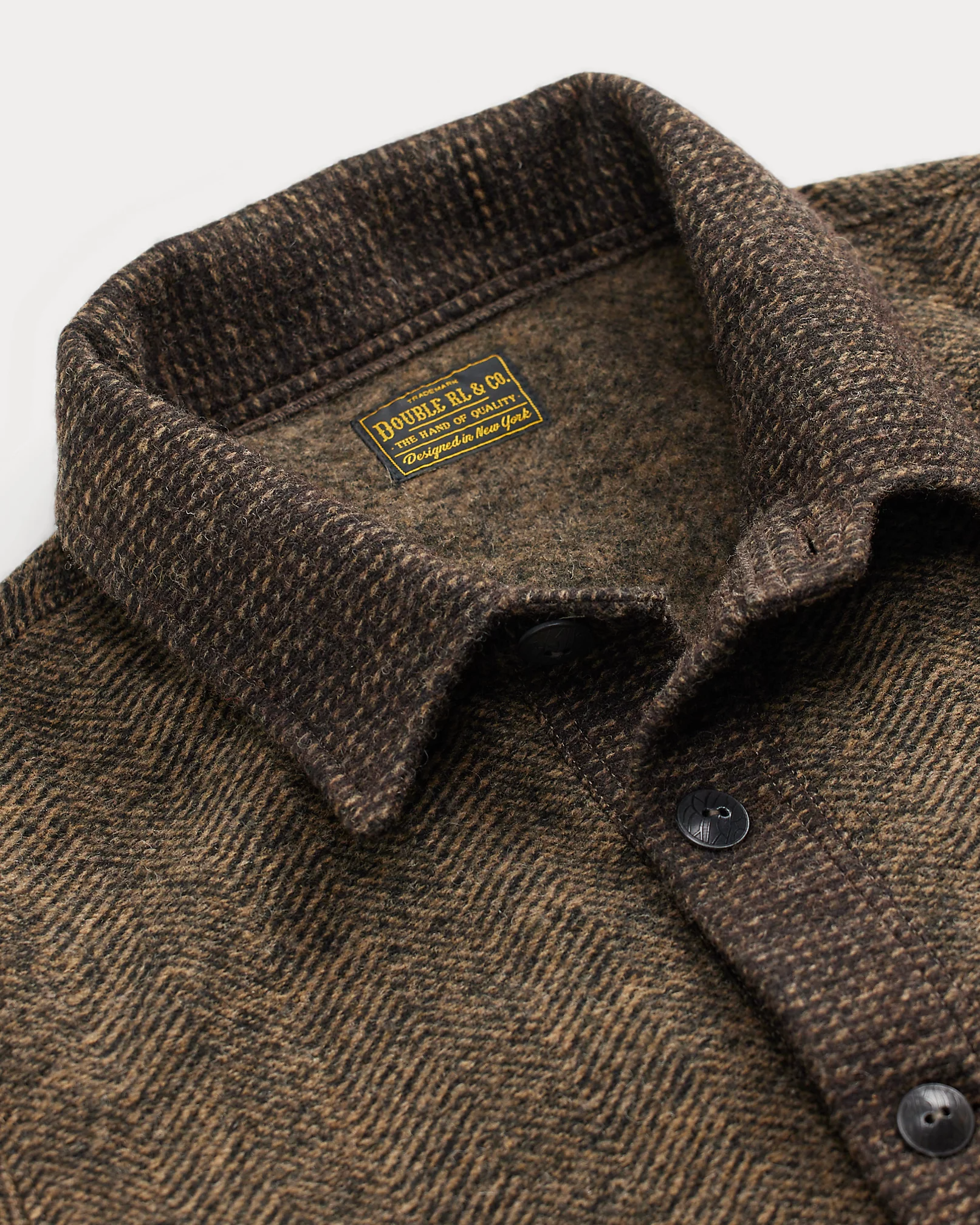 DOUBLE RL × Harris Tweed ミニチュアサンプル Double RL - Double-Knit Tweed Cardigan - Brown/multi – Fountainhead NY
