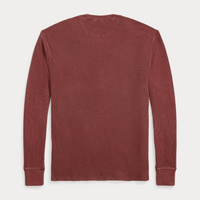 Double RL - Garment-Dyed Waffle-Knit Henley Shirt in Wine