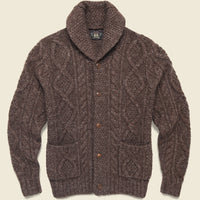 Double RL Cable Shawl Cardigan
