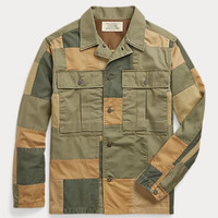 Double RL - Limited-Edition Patchwork Overshirt in Olive Multi
