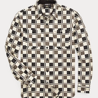 Double RL - Plaid Brushed Jacquard Workshirt in Black/Creme