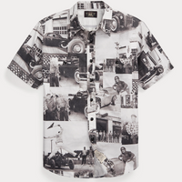 Double RL - Photo-Print Twill Workshirt in Black/White