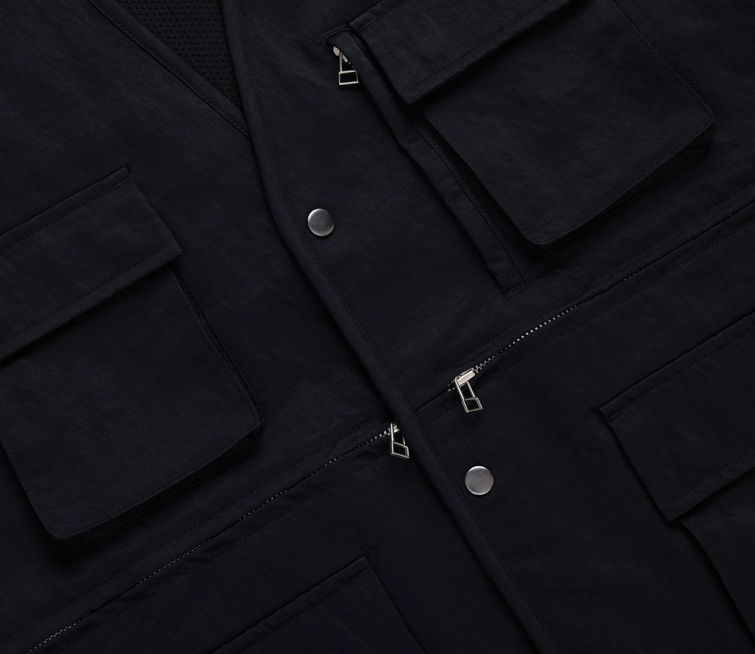 3sixteen - Field Vest in Black Wrinkle Nylon