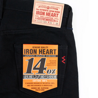 Iron Heart - IH-666S-142bb - 14oz Selvedge Denim Slim Straight Cut Jeans - Black/Black