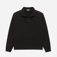 3sixteen - Long Sleeve Knit Polo in Bark Boucle