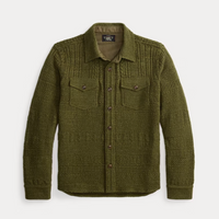 Double RL - Cotton-Wool Workshirt Sweater in Olive Green Heather