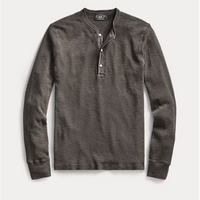Double RL - Waffle-Knit Cotton Henley Long Sleeve Shirt