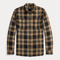 Double RL - Long-Sleeve Cotton/Linen Greyson Workshirt - RL-803 Black/Brown/Tan