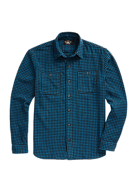 Double RL - Checked Indigo Cotton-Linen Workshirt in Sulphur Black Double RL - Checked Indigo Cotton-Linen Workshirt in Sulphur Black