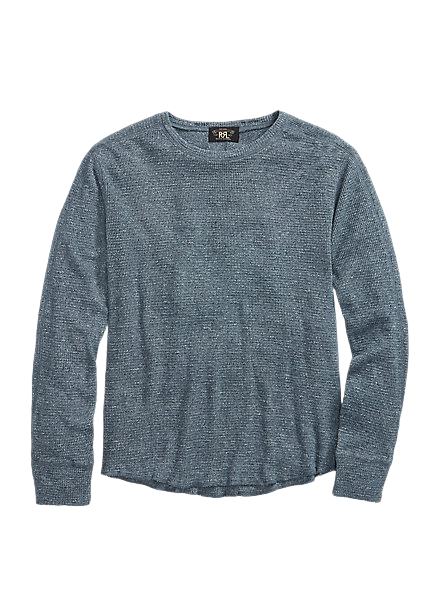 Cotton thermal knit crewneck sweater on sale