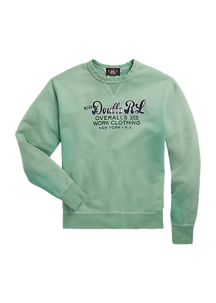 Double RL - Garment Dyed Logo Fleece Sweatshirt in Turquoise Double RL - Garment Dyed Logo Fleece Sweatshirt in Turquoise