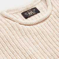Double RL - Cotton-Linen Rollneck Sweater in Raw White