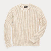Double RL - Cotton-Linen Rollneck Sweater in Raw White