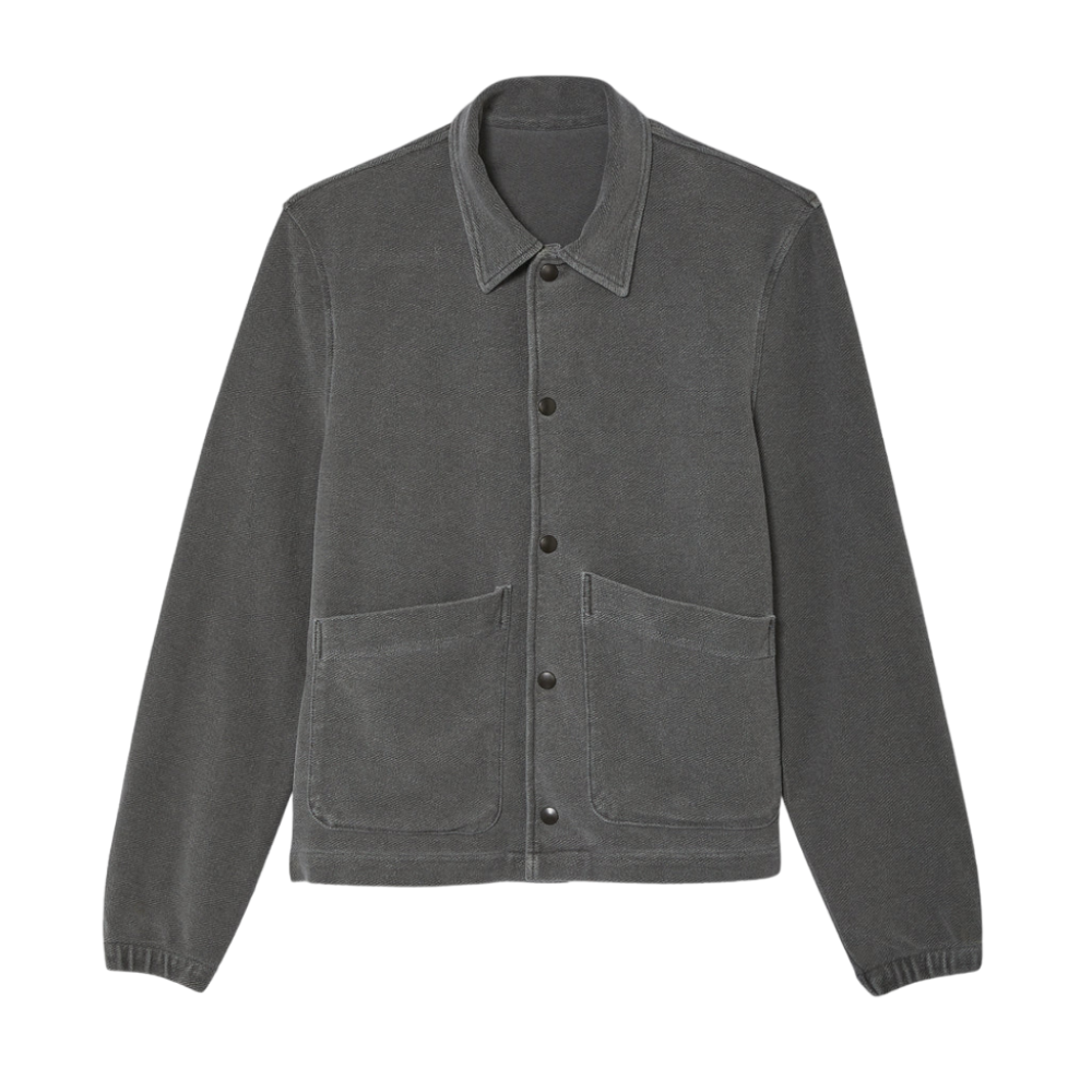 Save Khaki United - American Twill Back Terry Snap Front Jacket in Black