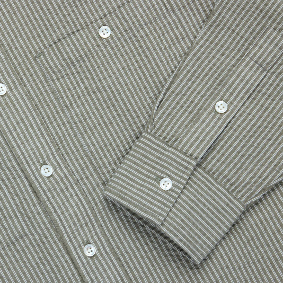 3sixteen - Commuter Shirt in Olive Seersucker Stripe