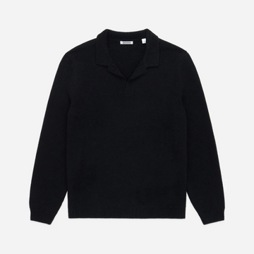 3sixteen - Long Sleeve Knit Polo - Black Alpaca