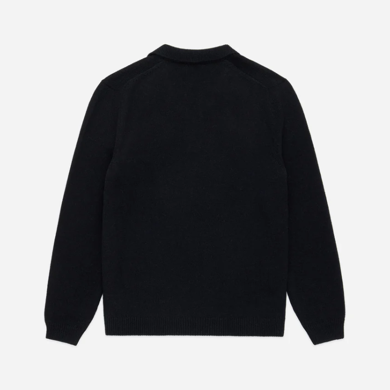 3sixteen - Long Sleeve Knit Polo - Black Alpaca