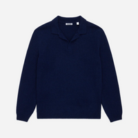 3sixteen - Long Sleeve Knit Polo ~ Midnight Alpaca