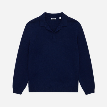 3sixteen - Long Sleeve Knit Polo ~ Midnight Alpaca