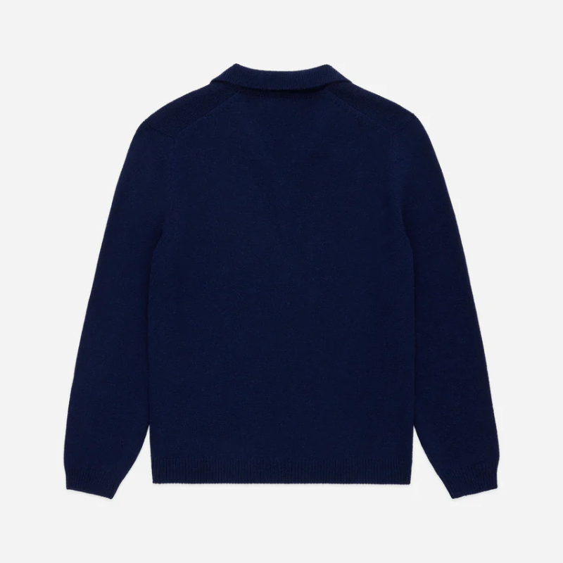 3sixteen - Long Sleeve Knit Polo ~ Midnight Alpaca