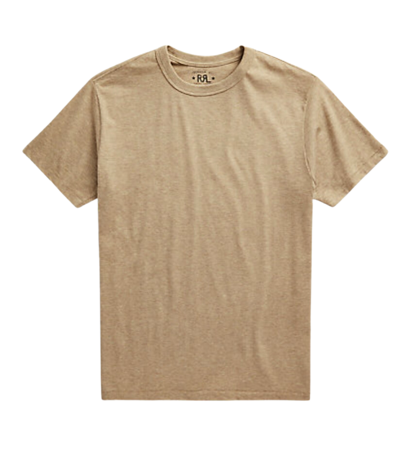 Double RL - Garment Dyed Crewneck T-Shirt in Khaki Heather