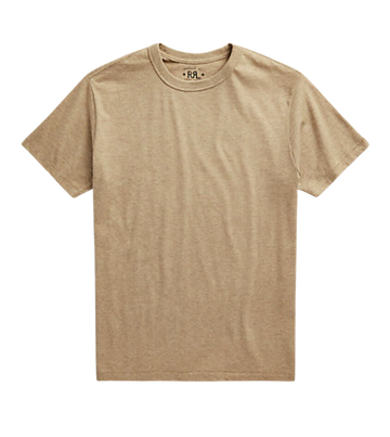 Double RL - Garment Dyed Crewneck T-Shirt in Khaki Heather