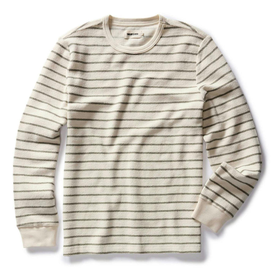 Taylor Stitch - The Adams Crew in Cilantro Stripe Reverse Terry
