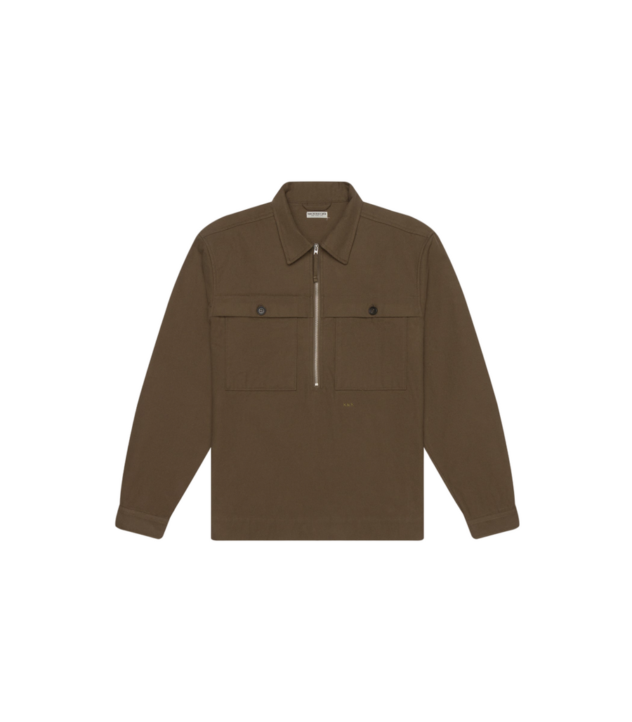 Knickerbocker - Patch Zip Pull-Over in Military Olive