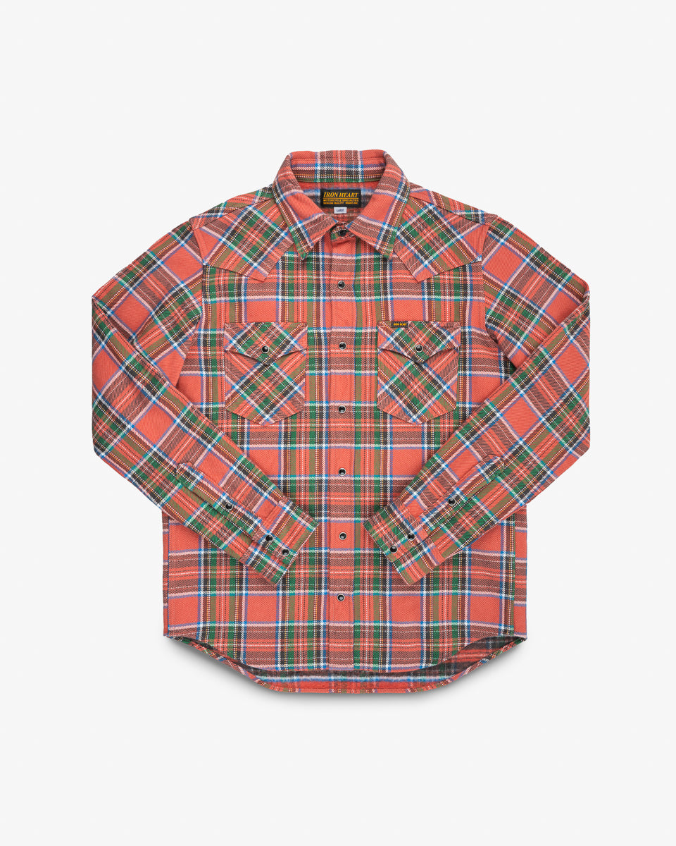 Iron Heart - Ultra Heavy Flannel American Check Western Shirt - Red