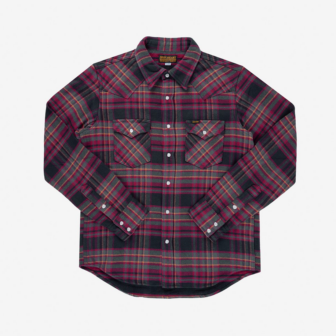 Iron Heart - 11oz Ultra Heavy Flannel Line Check Western Shirt - Grey