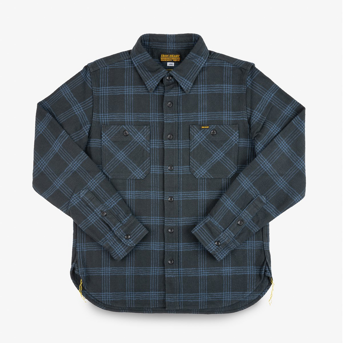 Iron Heart - 12oz Slubby Heavy Flannel Check Work Shirt - Black Iron Heart - 12oz Slubby Heavy Flannel Check Work Shirt - Black