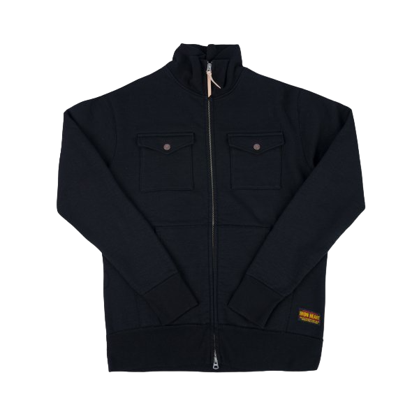Iron Heart - 14oz Ultra Heavyweight Loopwheel Sweater Jacket - Black
