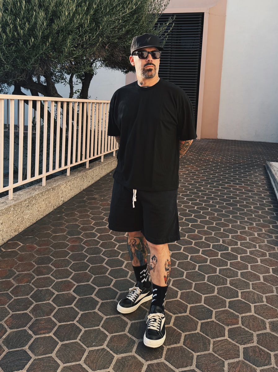 All Time High Hemp Tee in Rinsed Black - detail