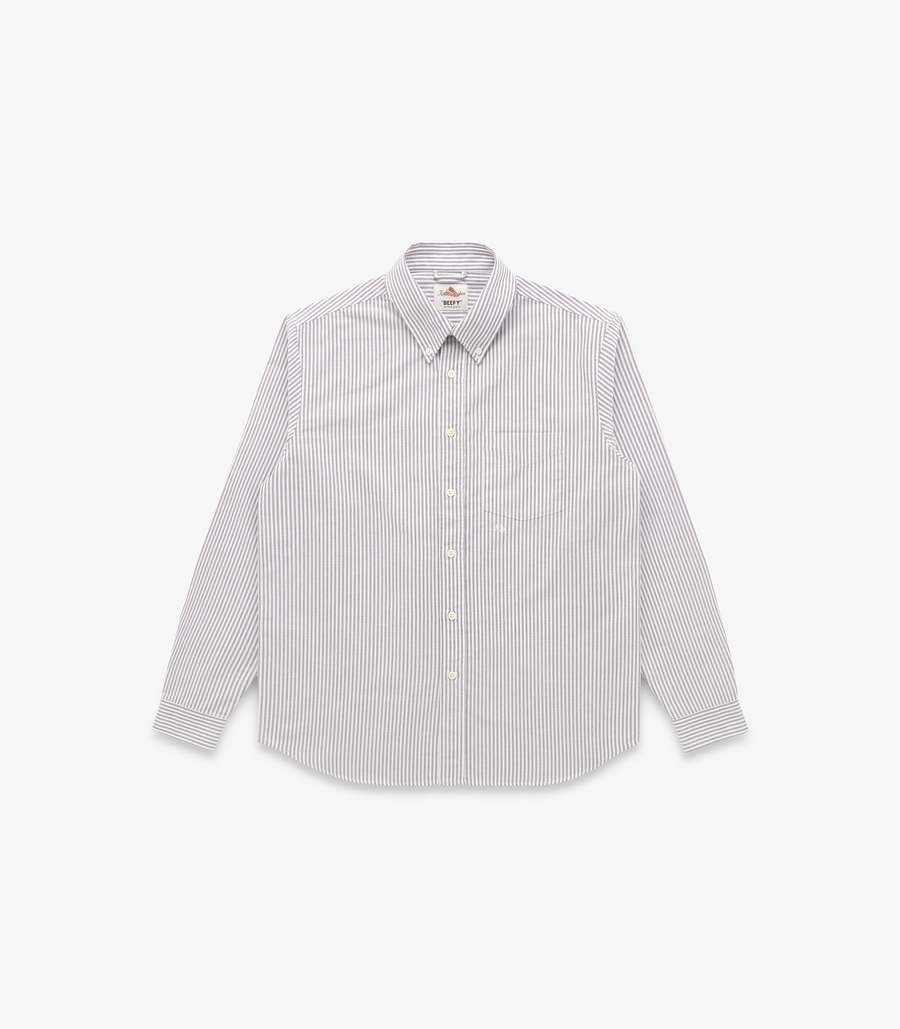 Knickerbocker - "Beefy" Cotton Oxford in Brown Stripe
