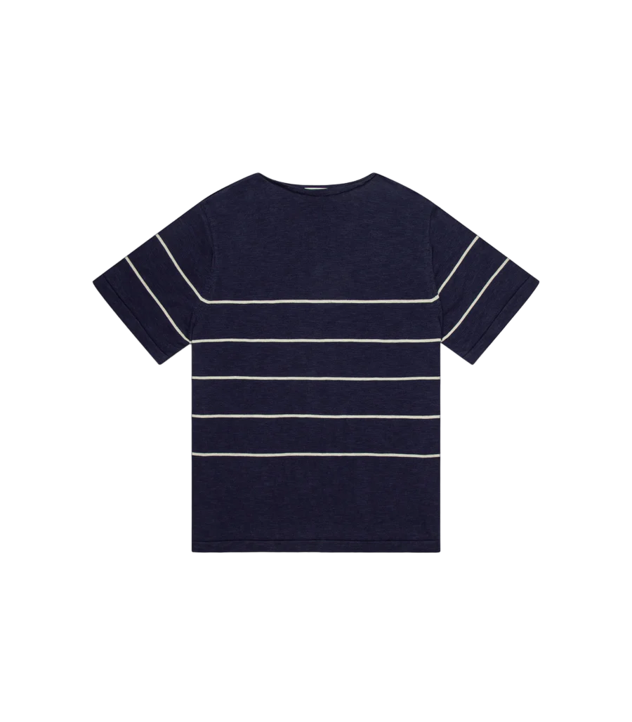 Knickerbocker - Cotton & Linen Flamme Dock Knit Shirt in Navy