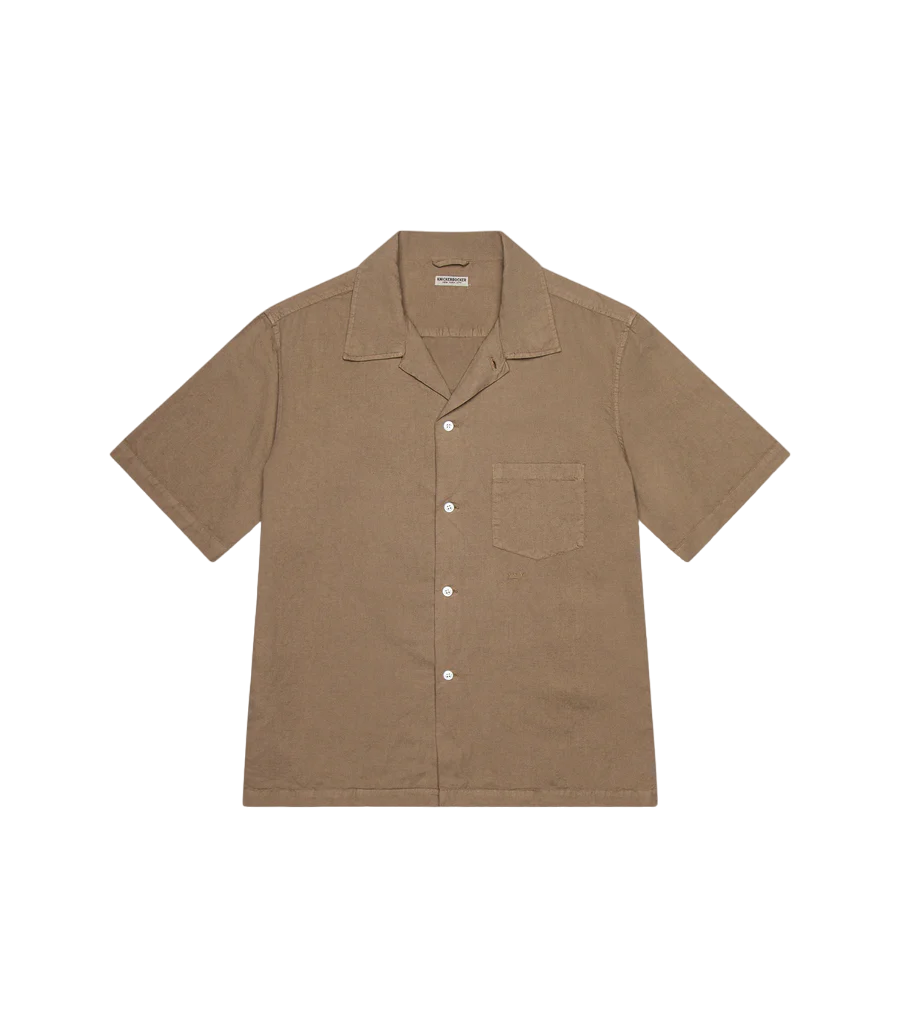 Knickerbocker - Cotton & Linen Robie Shirt in Brown