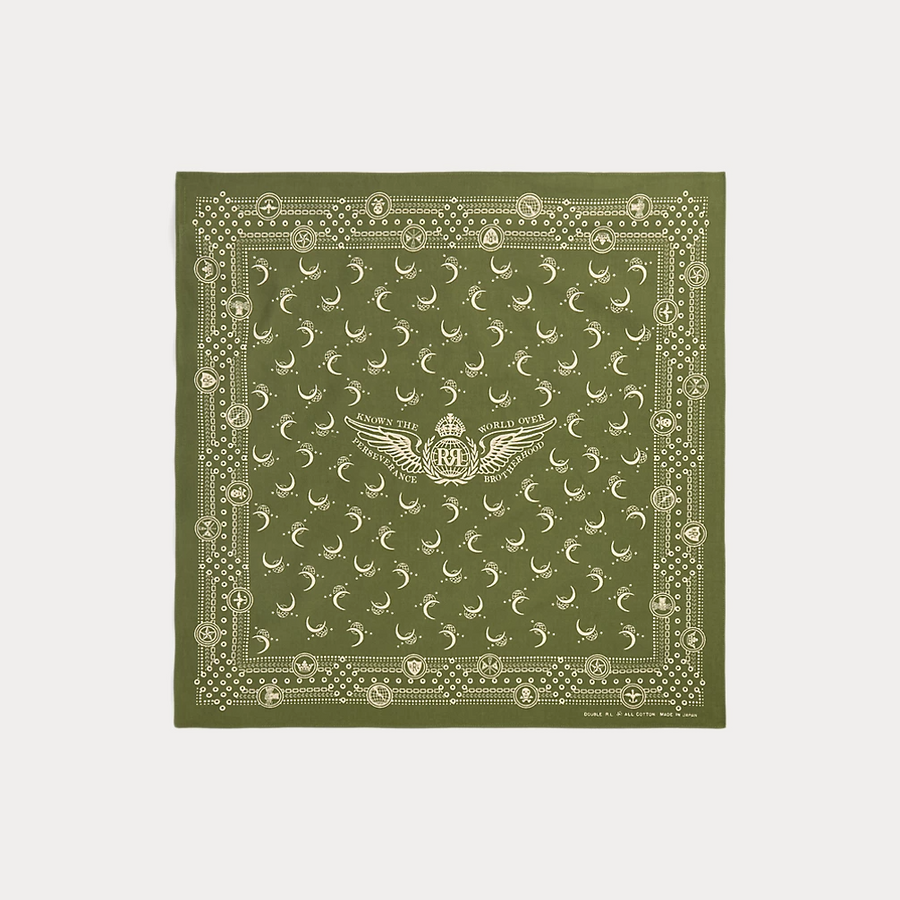 Ralph Lauren - Flight Cotton Bandana (20" X 20") - Olive Drab/cream