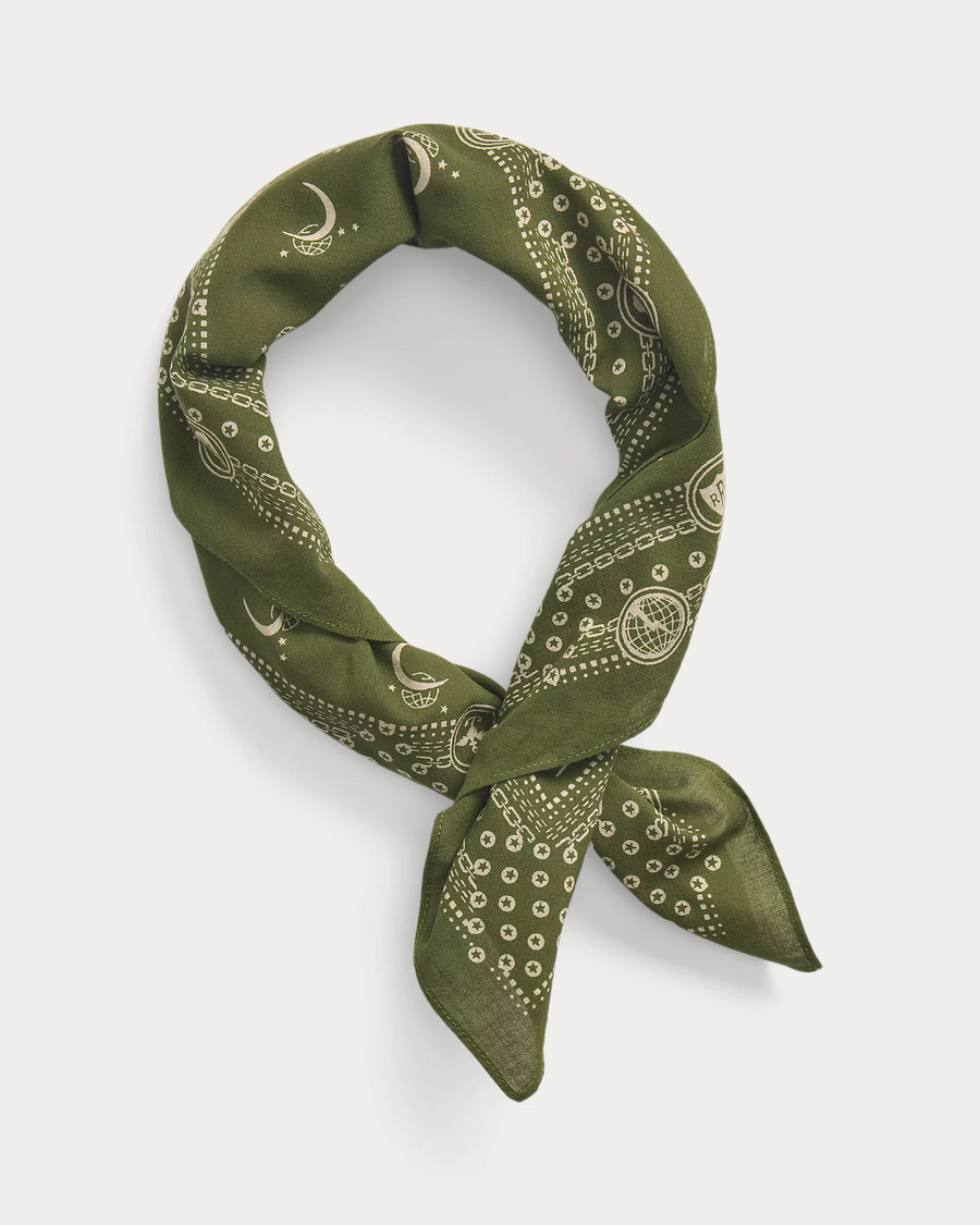 Ralph Lauren - Flight Cotton Bandana (20" X 20") - Olive Drab/cream