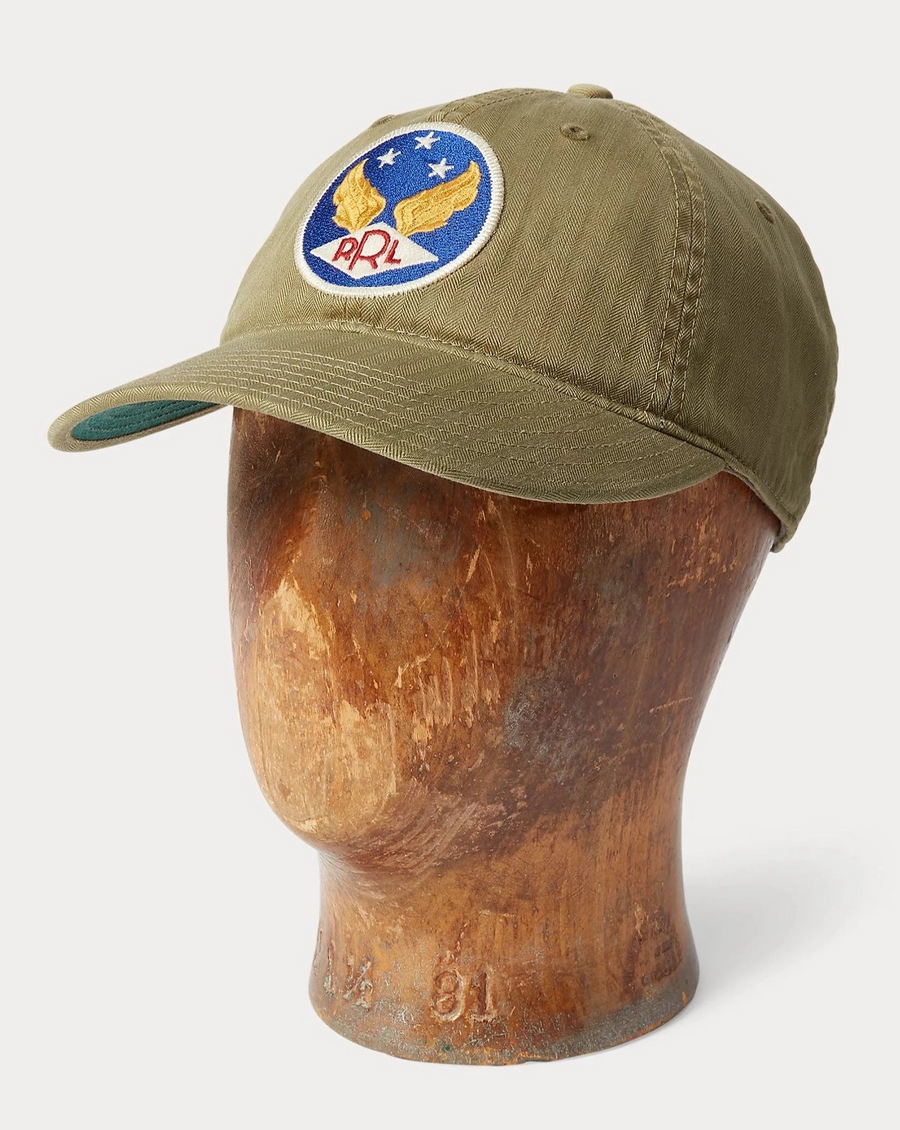 Ralph Lauren - Cotton Herringbone Twill Garmentdyed Ball Cap W/ Winged RRL - Crest Brewster Green