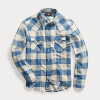 Ralph Lauren - Long-sleeve Twill Plaid Buffalo Western Style Workshirt - Indigo Cream