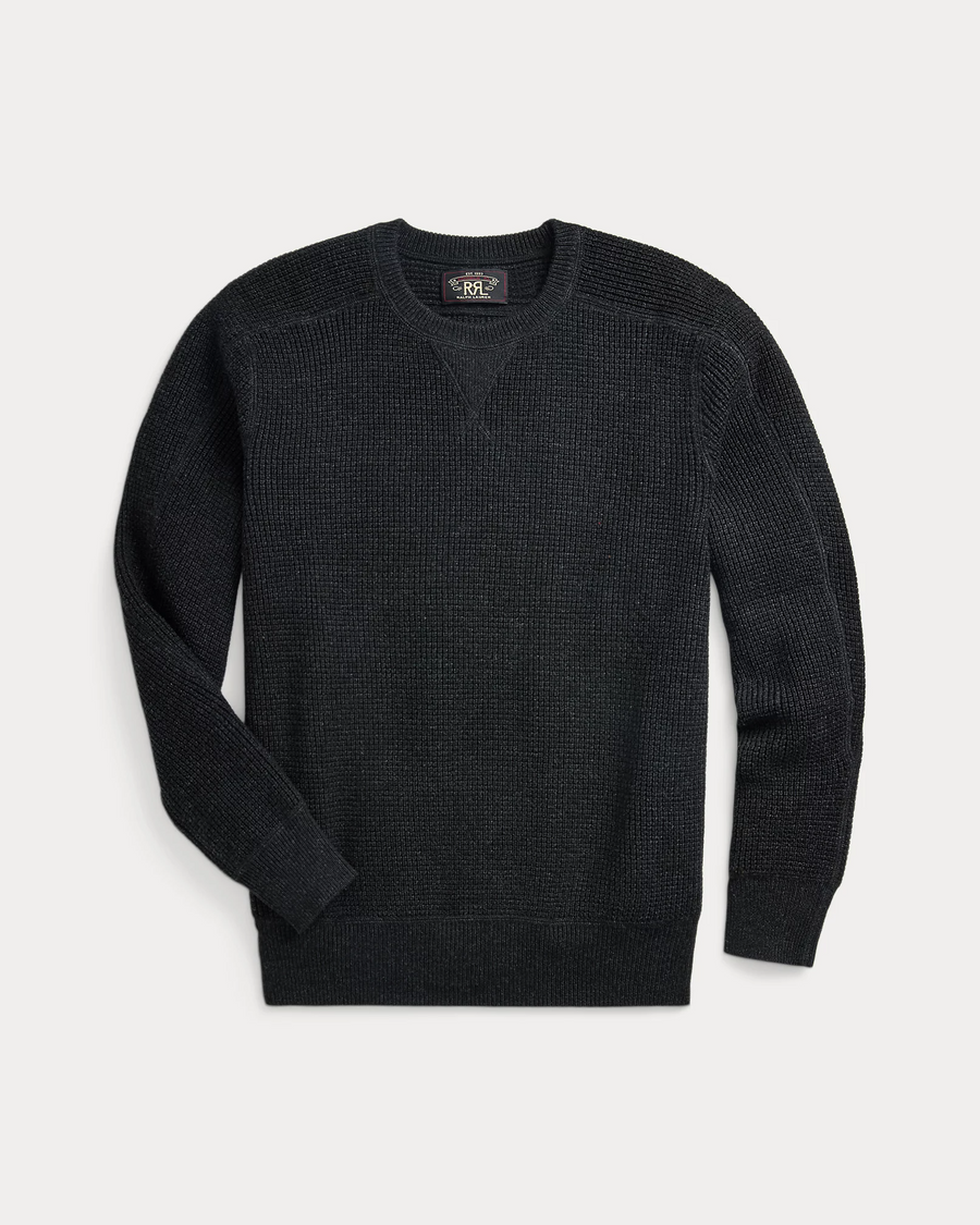 Ralph Lauren - Cotton/wool Waffle Knit Crewneck Sweater - Black Heather