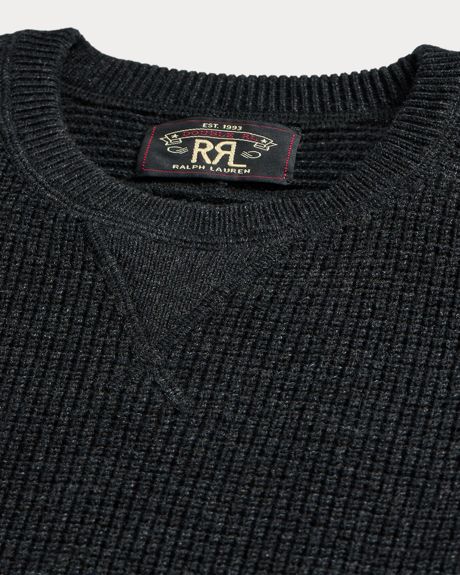 Ralph Lauren - Cotton/wool Waffle Knit Crewneck Sweater - Black Heather