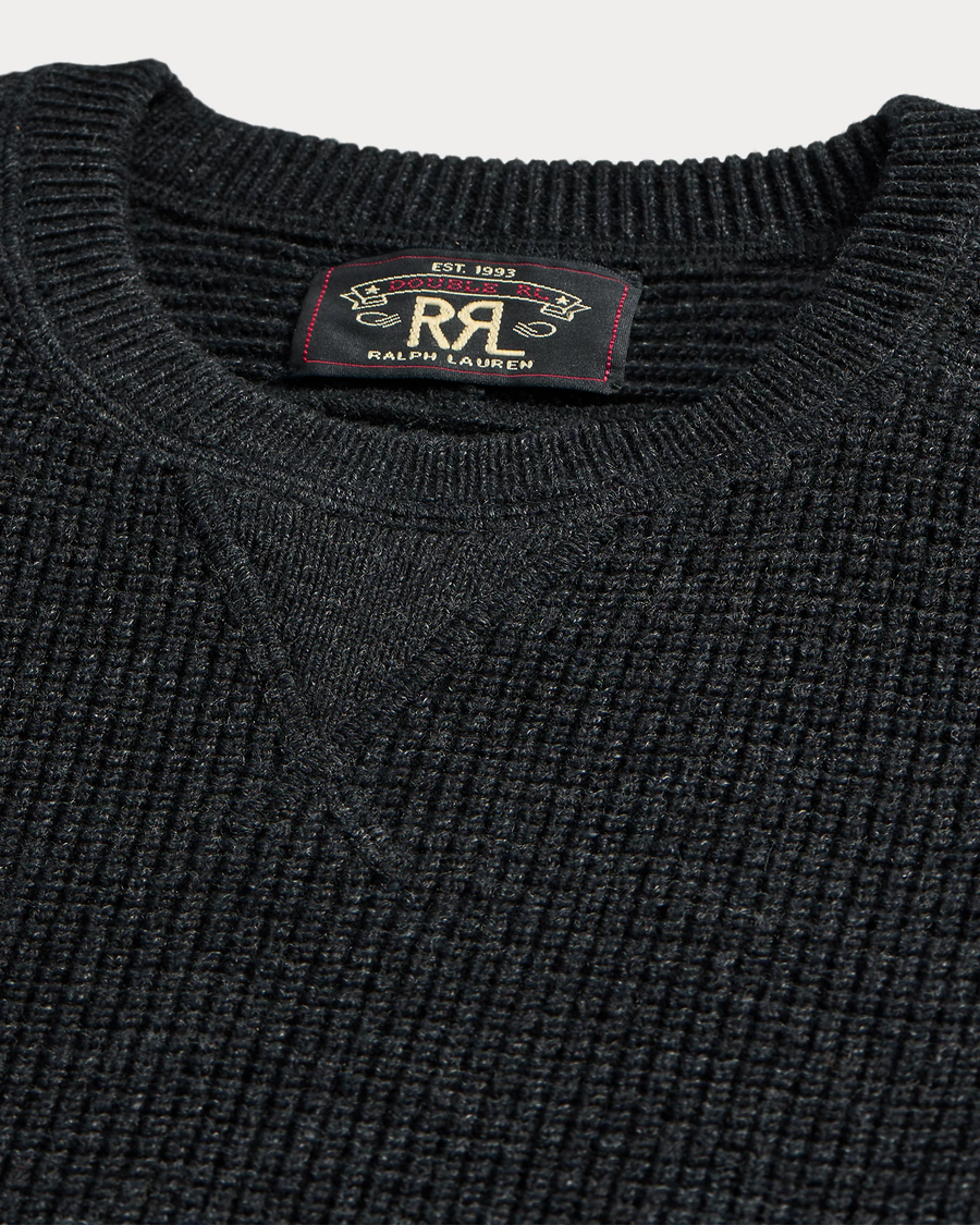 Ralph Lauren - Cotton/wool Waffle Knit Crewneck Sweater - Black Ralph Lauren - Cotton/wool Waffle Knit Crewneck Sweater - Black